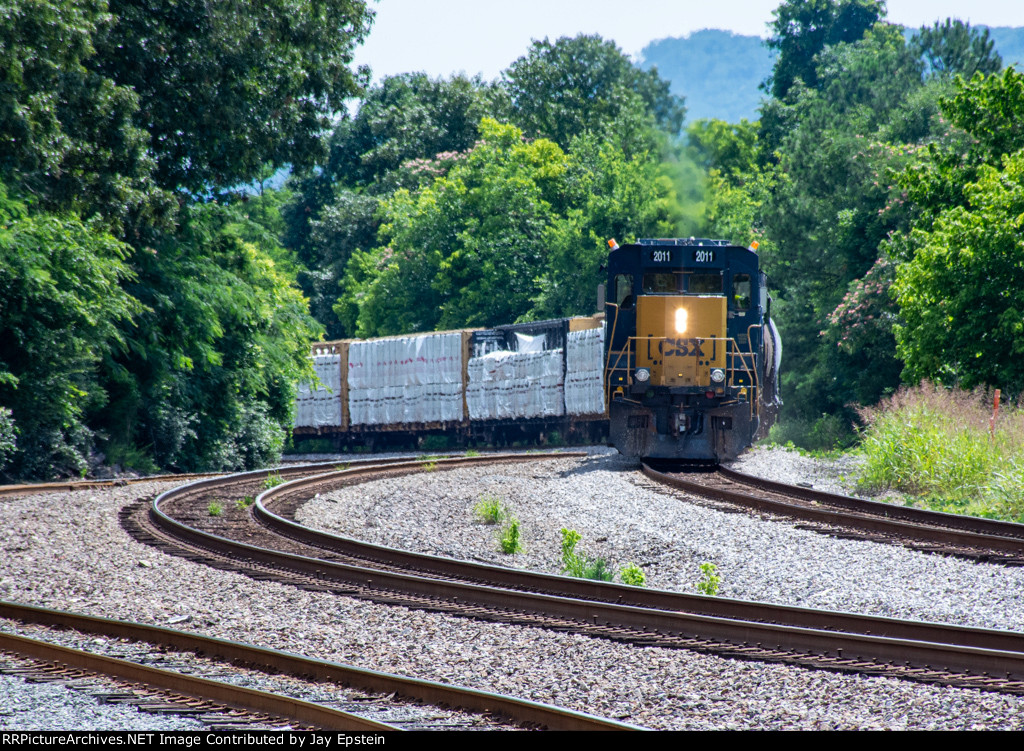 A local rounds the bend at Bridgeport 